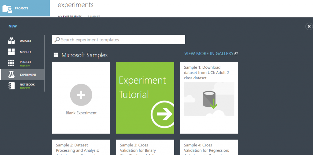 Experiments Microsoft Azure Machine Learning Studio