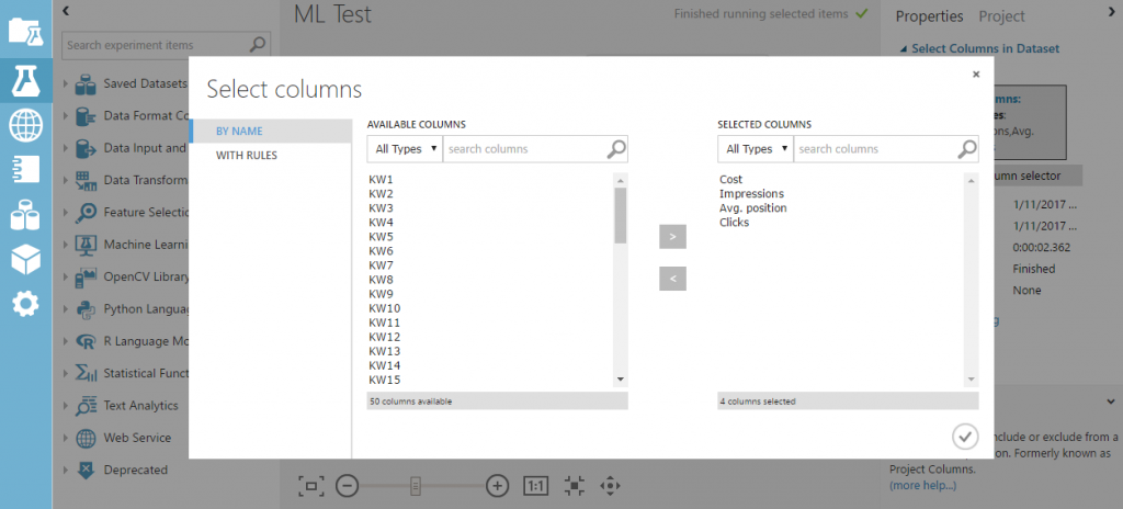 Experiments Microsoft Azure Machine Learning Studio Step 1