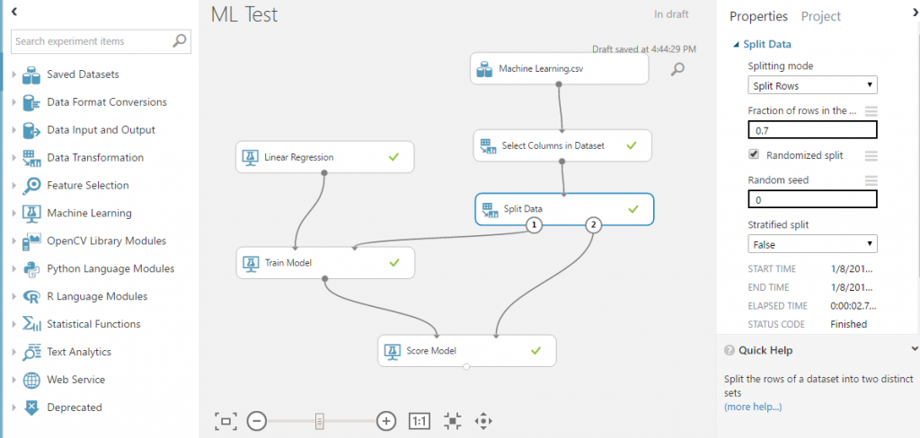 Experiments Microsoft Azure Machine Learning Studio Step 2
